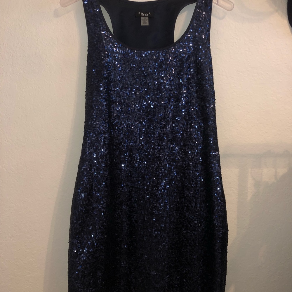 Sequin navy blue party dress